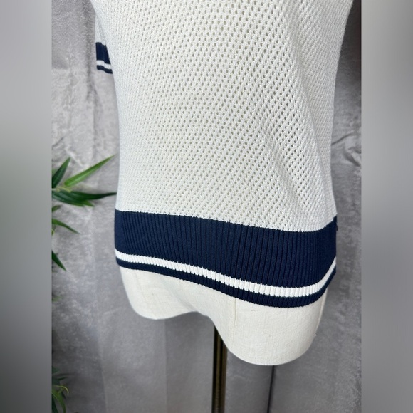NWT Zara Women’s Combo Crochet Letter Polo Shirt in Cream & Navy Sz M - Picture 8 of 14